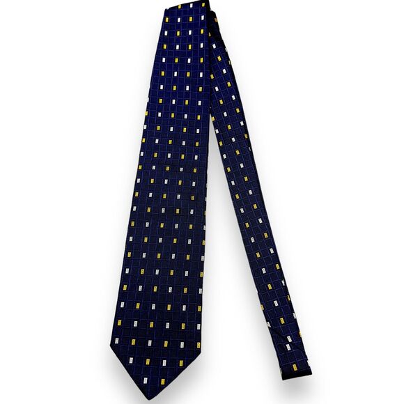 Tutto Matto Mens Silk Dress Tie Made in Italy Yellow Geometric Pattern 59 3.75 - Picture 2 of 10